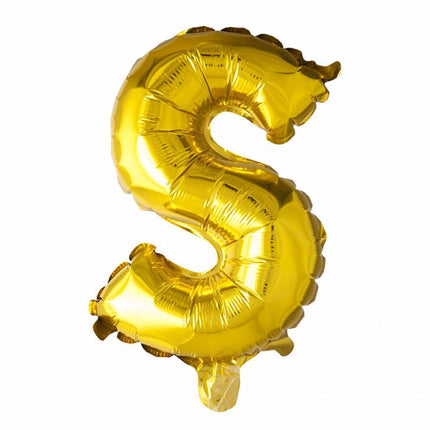 Folie Ballon Letter S Goud 41cm met Rietje van WeFiesta koop je bij Partywinkel