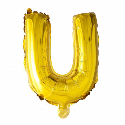 Folie Ballon Letter U Goud 41cm met Rietje van WeFiesta koop je bij Partywinkel