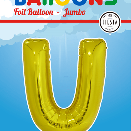 Folie Ballon Letter U Goud XL 102cm leeg van WeFiesta koop je bij Partywinkel
