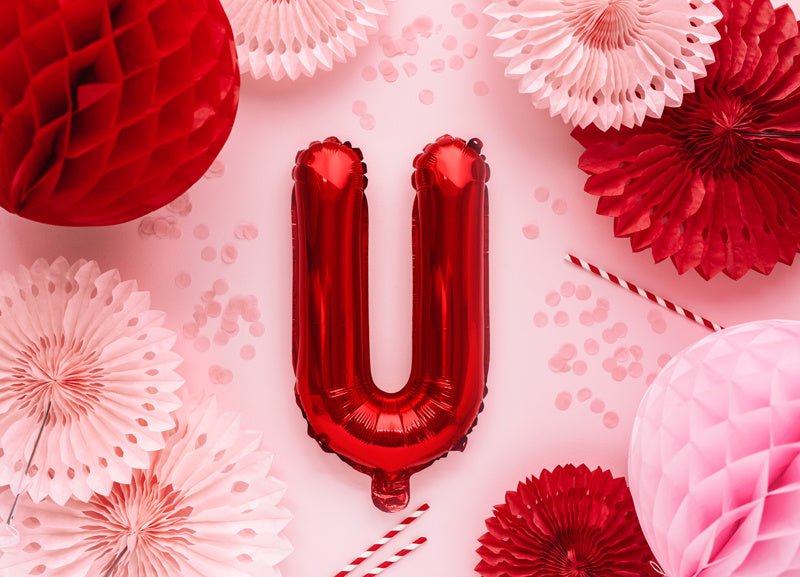 Folie Ballon Letter U Rood Leeg 35cm van Partydeco koop je bij Partywinkel