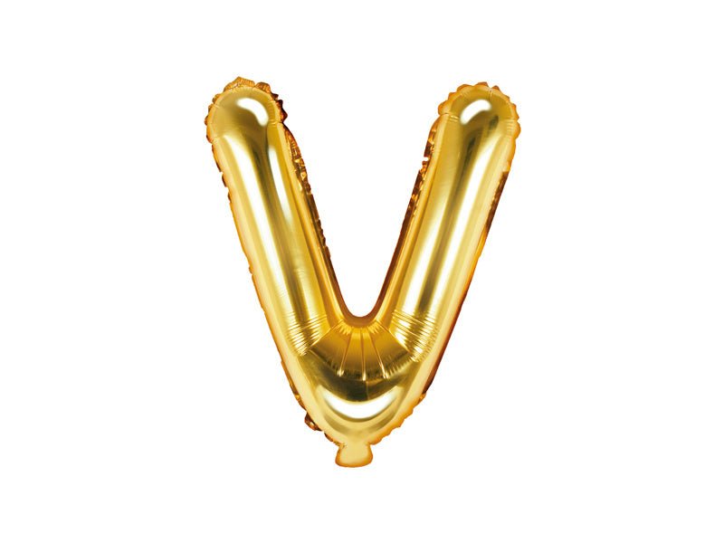 Folie Ballon Letter V Goud Leeg 35cm van Partydeco koop je bij Partywinkel