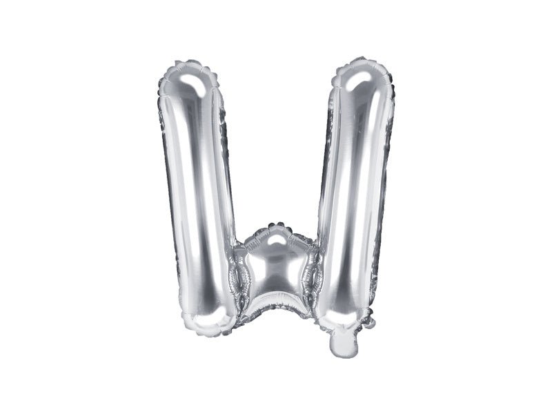 Folie Ballon Letter W Zilver Leeg 35cm van Partydeco koop je bij Partywinkel