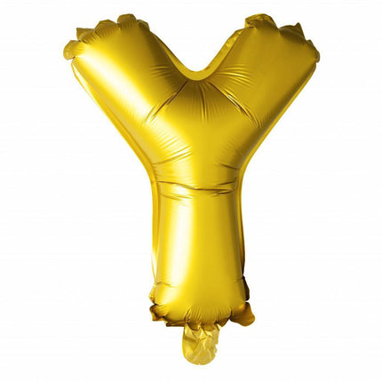 Folie Ballon Letter Y Goud 41cm met Rietje van WeFiesta koop je bij Partywinkel