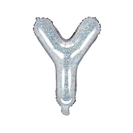 Folie Ballon Letter Y Holografisch Leeg 35cm van Partydeco koop je bij Partywinkel
