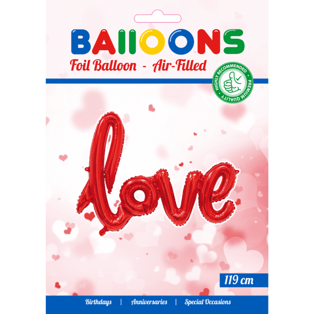 Folie Ballon Love Rood 1,19m leeg van WeFiesta koop je bij Partywinkel