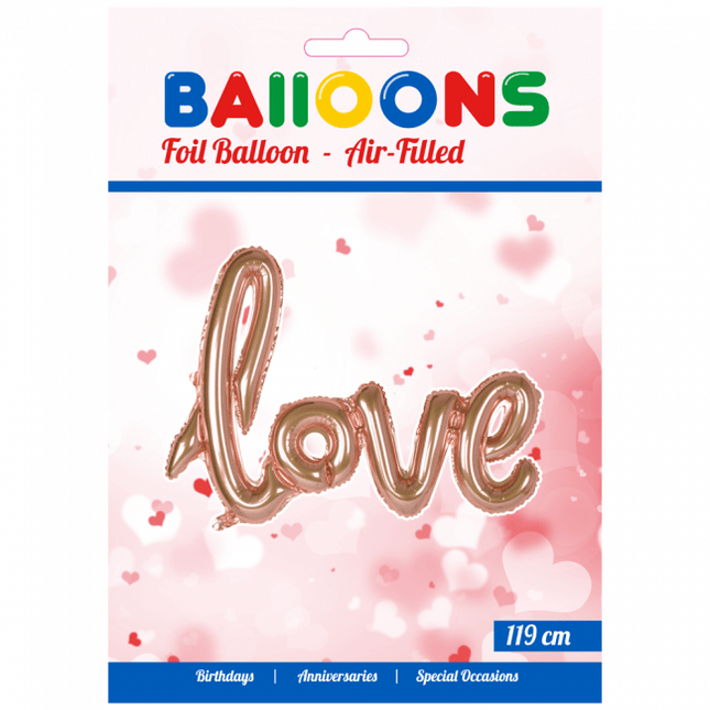 Folie Ballon Love Rose Goud 1,19m leeg van WeFiesta koop je bij Partywinkel