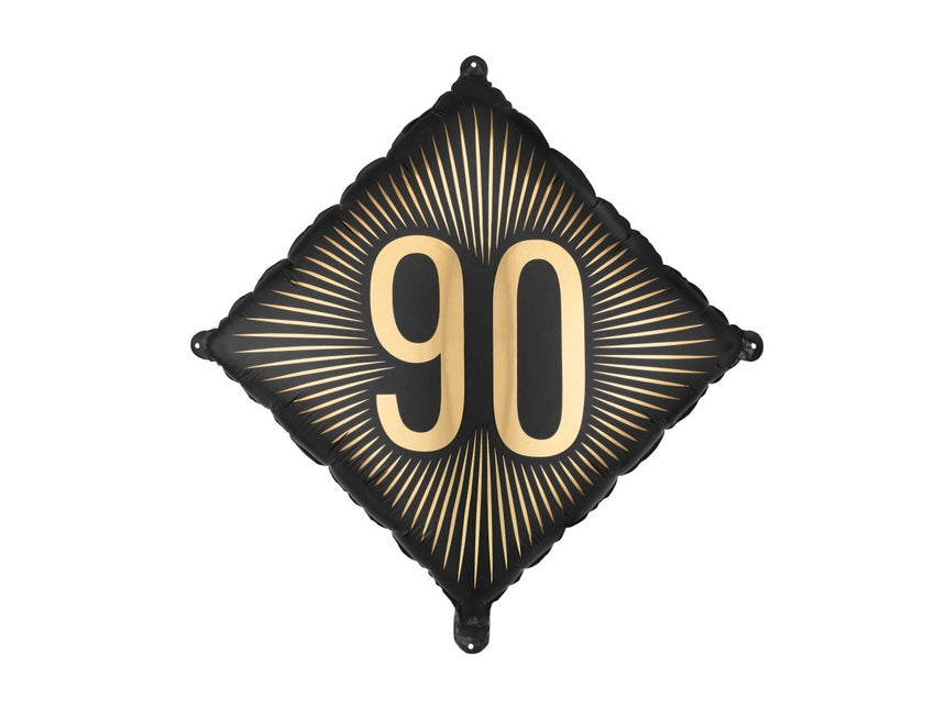 Folie Helium Ballonnen 90 Jaar Zwart Goud 46cm Leeg. van Partydeco koop je bij Partywinkel