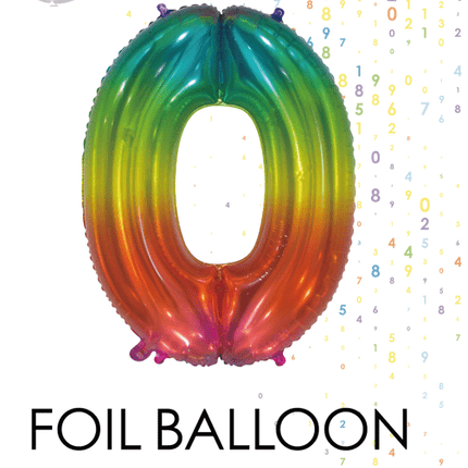 Folieballon Cijfer 0 Regenboog Transparant 66cm van WeFiesta koop je bij Partywinkel