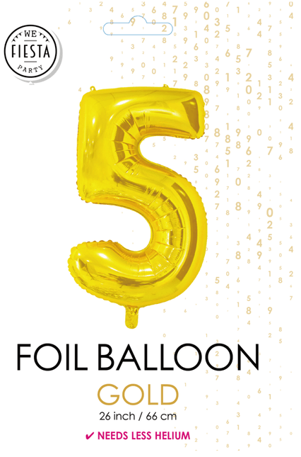Folieballon Cijfer 5 Goud 66cm van WeFiesta koop je bij Partywinkel