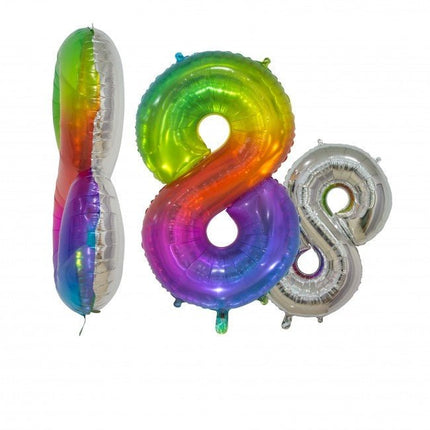 Folieballon Cijfer 8 Regenboog Transparant 66cm van WeFiesta koop je bij Partywinkel