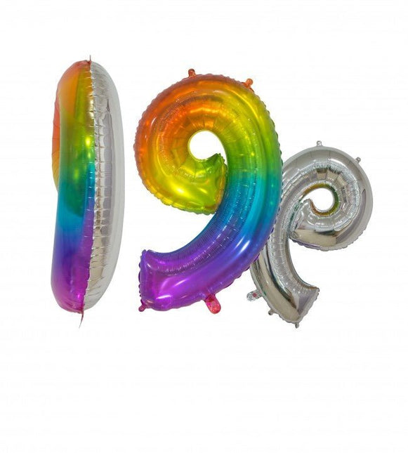 Folieballon Cijfer 9 Regenboog Transparant 66cm van WeFiesta koop je bij Partywinkel