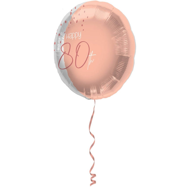 Folieballon Elegant Lush Blush 80 Jaar - 45cm van Folat koop je bij Partywinkel