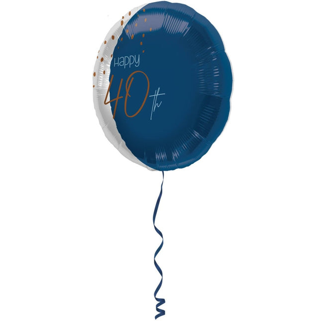 Folieballon Elegant True Blue 40 Jaar - 45cm van Folat koop je bij Partywinkel