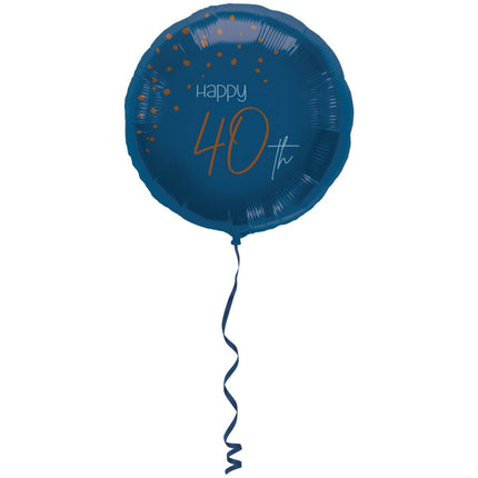 Folieballon Elegant True Blue 40 Jaar - 45cm van Folat koop je bij Partywinkel