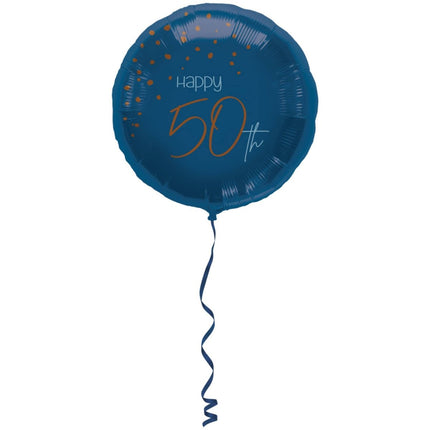 Folieballon Elegant True Blue 50 Jaar - 45cm van Folat koop je bij Partywinkel