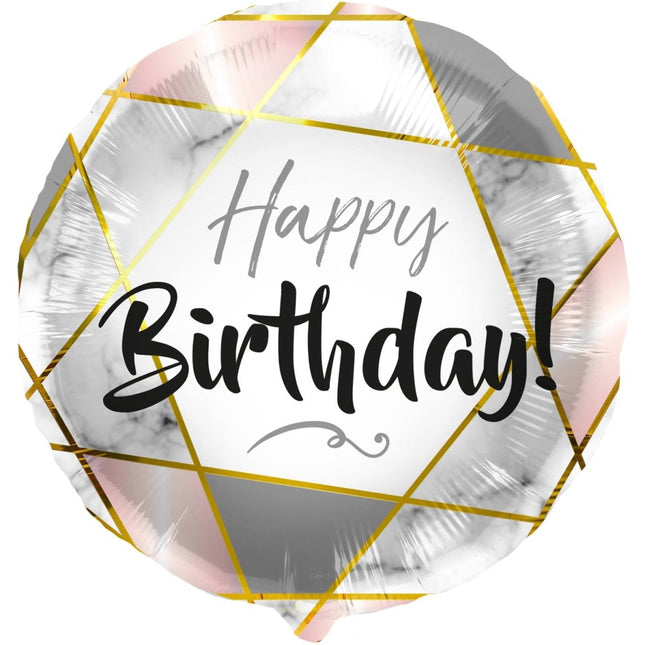Folieballon 'Happy Birthday' Marmer - 45cm van Folat koop je bij Partywinkel