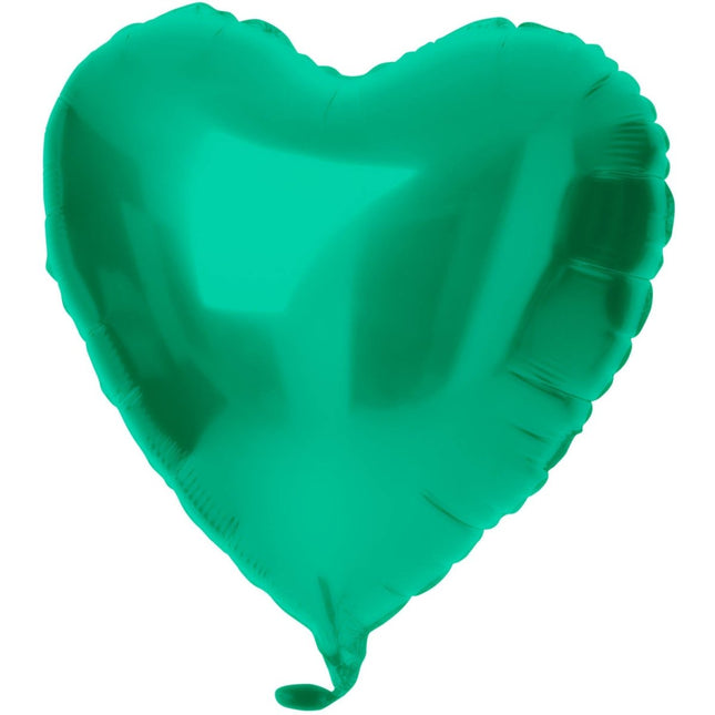 Folieballon Hartvormig Groen Metallic Mat - 45 cm van Folat koop je bij Partywinkel