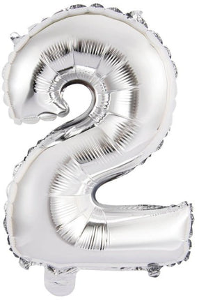 Folieballon – Mini Cijfer 2 – Zilver – 34 x 24 cm van Riethmueller koop je bij Partywinkel