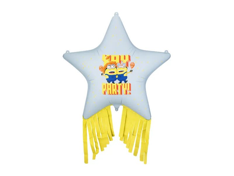 Folieballon Ster met kwastjes Minions, 72x72 cm, mix van Partydeco koop je bij Partywinkel