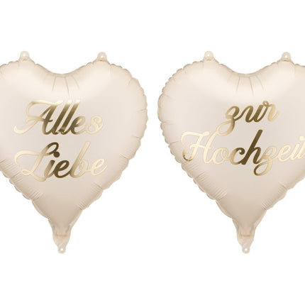 Folieballonnen hartjes ‘'Alles Liebe zur Hochzeit’', 45 cm, mix van Partydeco koop je bij Partywinkel