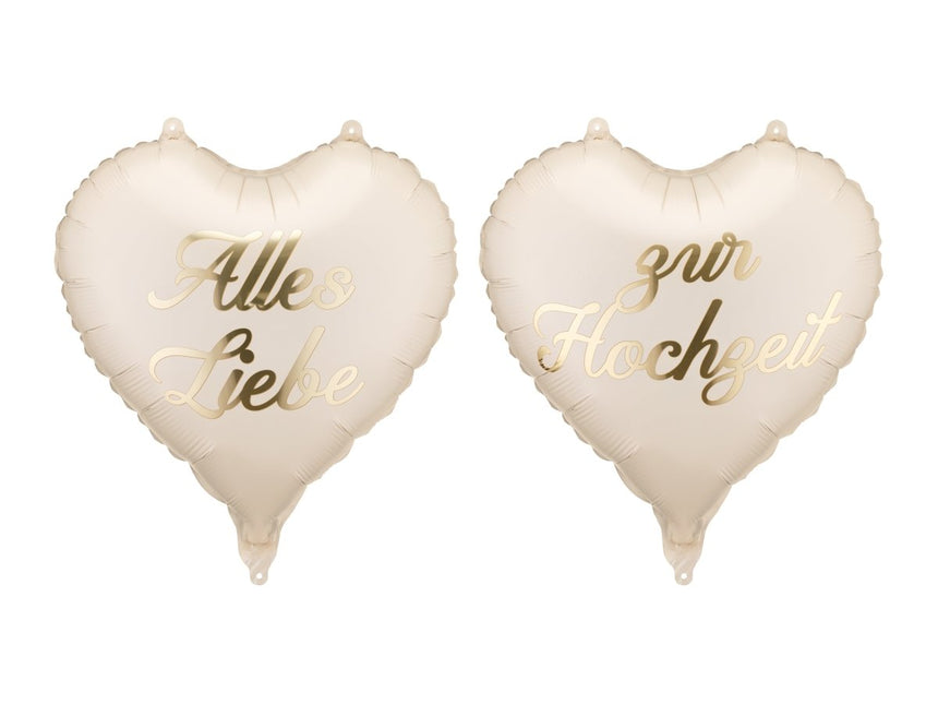 Folieballonnen hartjes ‘'Alles Liebe zur Hochzeit’', 45 cm, mix van Partydeco koop je bij Partywinkel