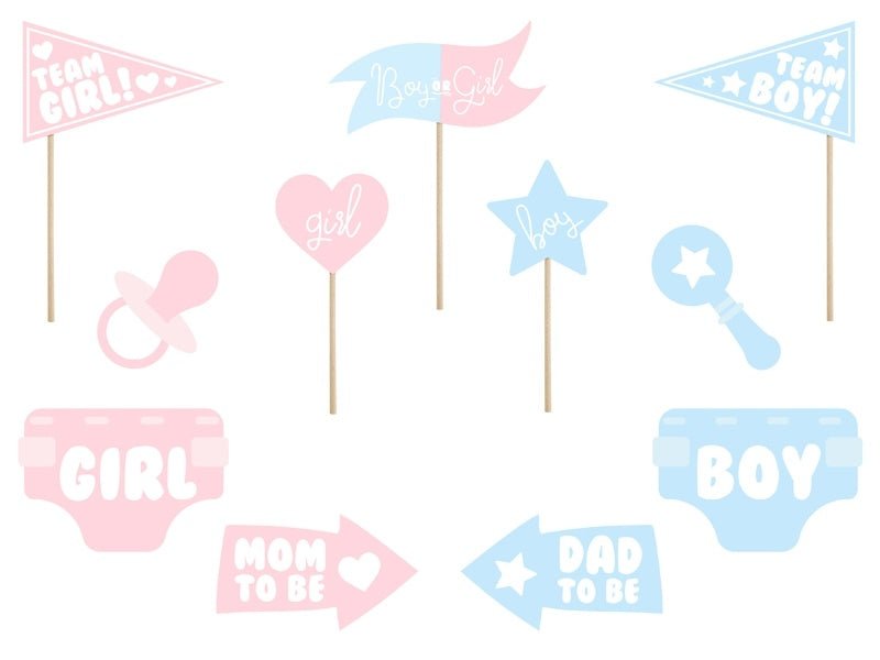 Foto Props Gender Reveal 11st van Partydeco koop je bij Partywinkel