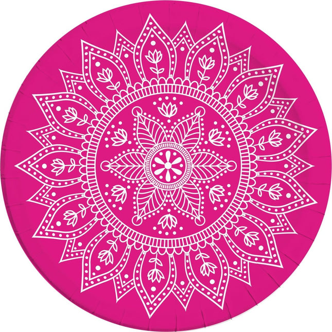Fuchsia Borden Mandala 23cm 8st van Procos koop je bij Partywinkel