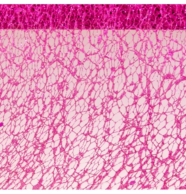 CINTA DE MESA FUCSIA CON PURPURINA 10CM X 5M