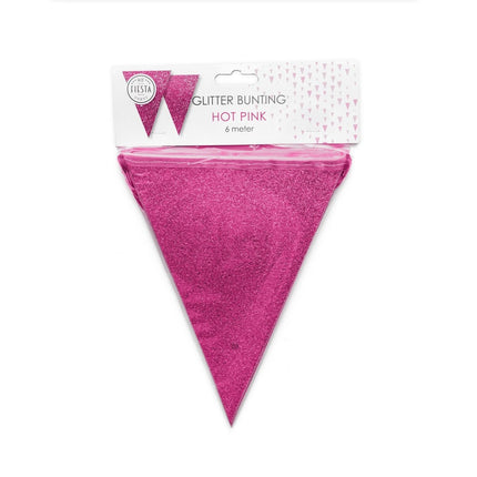 Fuchsia Vlaggenlijn Glitter 6m van WeFiesta koop je bij Partywinkel
