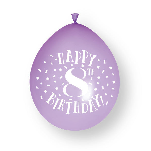 10 piezas Globos de látex "Feliz 8º Cumpleaños 23cm