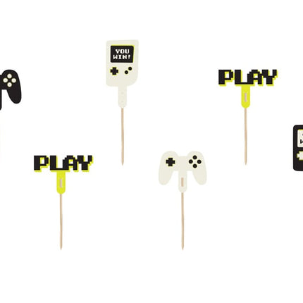 Gaming Party Cupcake Toppers 10,5cm 6st van Partydeco koop je bij Partywinkel