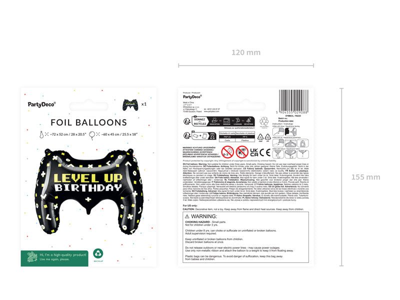 Gaming Party Helium Ballon Leeg 60cm van Partydeco koop je bij Partywinkel