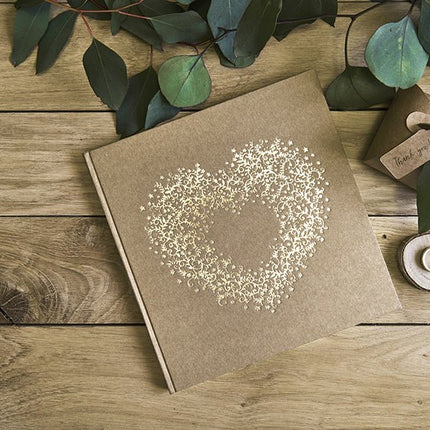 Gastenboek Hart Bruin 20,5cm van Partydeco koop je bij Partywinkel