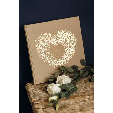 Gastenboek Hart Bruin 20,5cm van Partydeco koop je bij Partywinkel