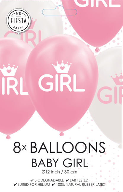 Geboorte Ballonnen Meisje 30,5cm 8st van WeFiesta koop je bij Partywinkel