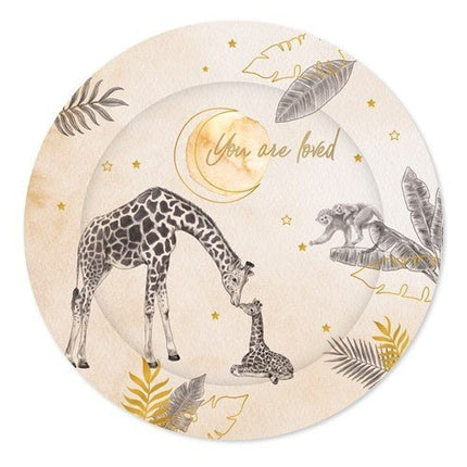 Geboorte Borden Safari 18cm 8st van Haza Witbaard koop je bij Partywinkel
