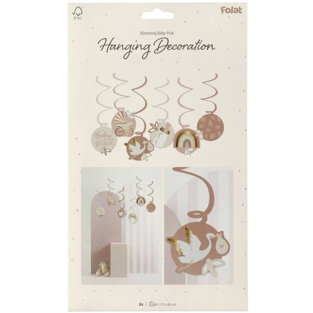 Geboorte Hangdecoratie Babygirl 6st van Folat koop je bij Partywinkel