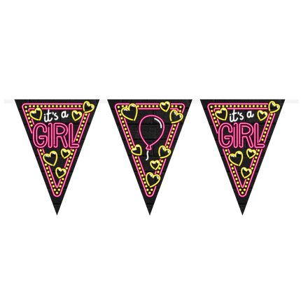 Geboorte Slingers Its a Girl! Neon 10m van Paper Dreams koop je bij Partywinkel