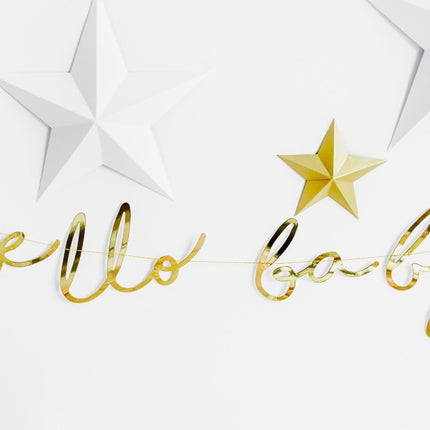 Geboorteslinger Hello Baby Goud 70cm van Partydeco koop je bij Partywinkel