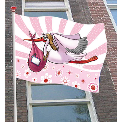Geboortevlag Meisje 90cm - Partywinkel - 8714572092760