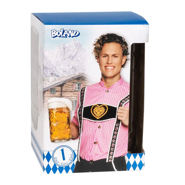 Geel Witte Bierpul Glas Xxl van Boland koop je bij Partywinkel