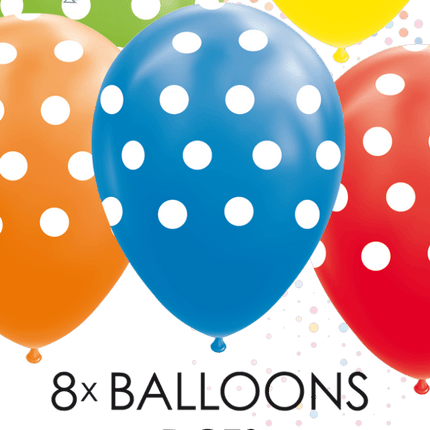 Gekleurde Ballonnen Stippen 30,5cm 8st van WeFiesta koop je bij Partywinkel