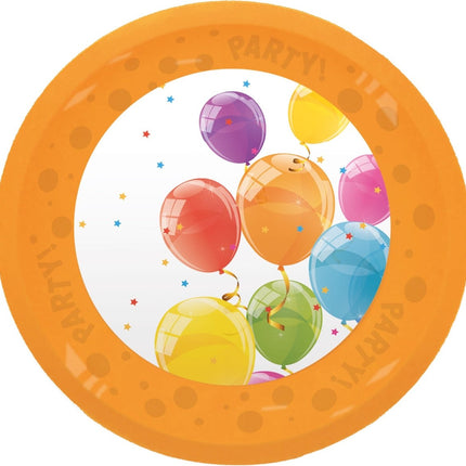 Gekleurde Borden Ballonnen Herbruikbaar 21cm 4st - Partywinkel - 5201184967478