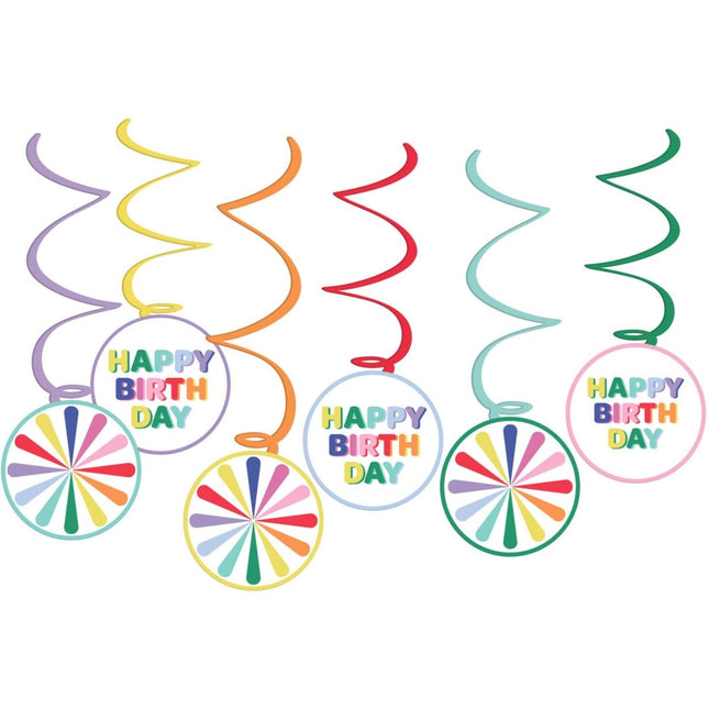 Gekleurde Hangdecoratie 6st van Folat koop je bij Partywinkel