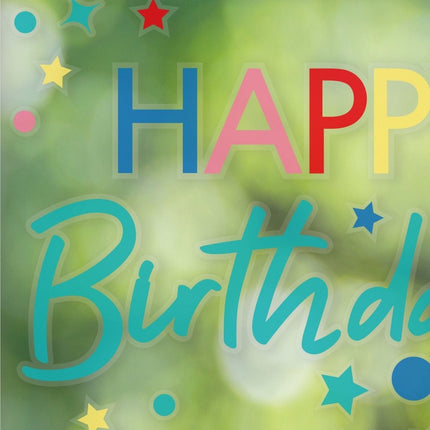 Gekleurde Happy Birthday Raamsticker van Ginger Ray koop je bij Partywinkel