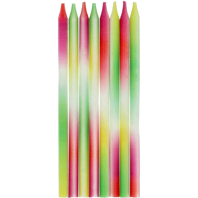 Gekleurde Kaarsen Neon 8st van Folat koop je bij Partywinkel