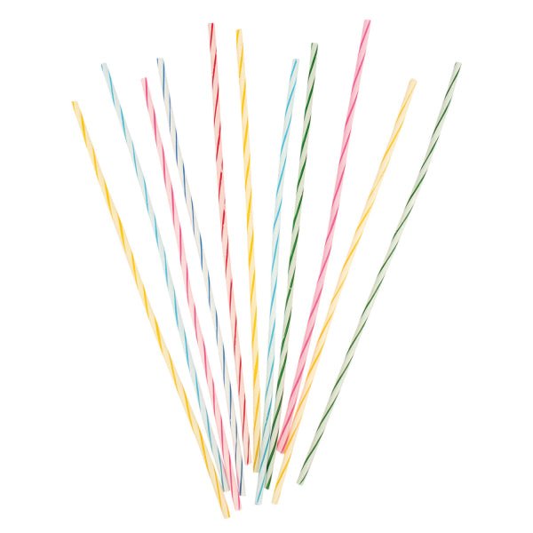 Gekleurde Kaarsen Spiraal 18cm 24st van Riethmueller koop je bij Partywinkel