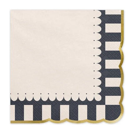 Gekleurde Servetten Gestreept Gouden Rand 33cm 12st van Partydeco koop je bij Partywinkel