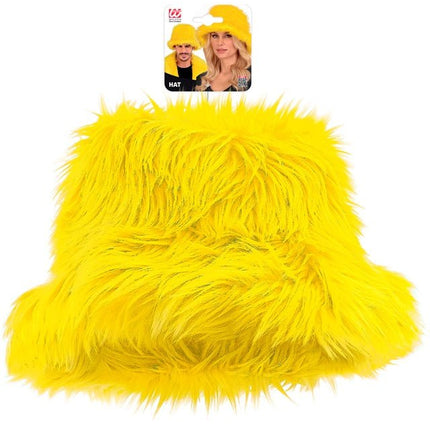 Gele Bucket Hat Pluche van Widmann koop je bij Partywinkel