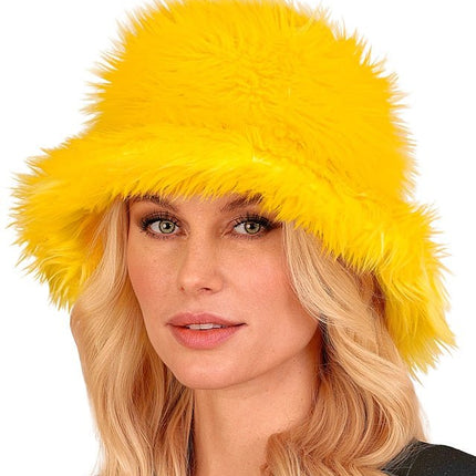 Gele Bucket Hat Pluche van Widmann koop je bij Partywinkel